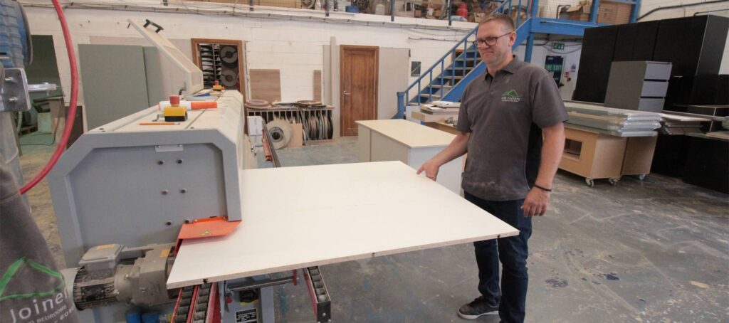Precision edgebanding machine at Cut and Edge Express, Peterborough